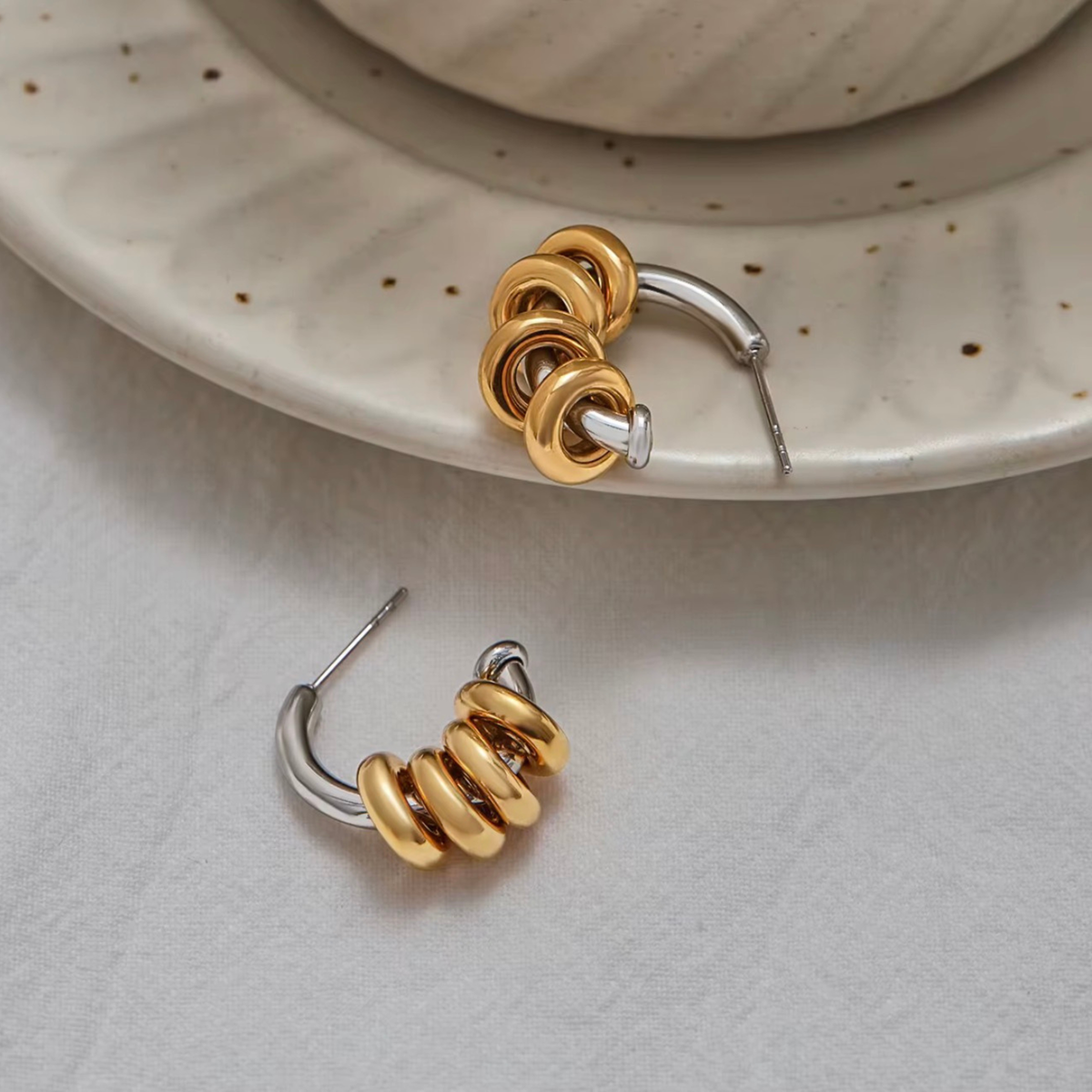 Harmony Knot Stud Earrings | Two-Tone 18K Gold Plated Earrings