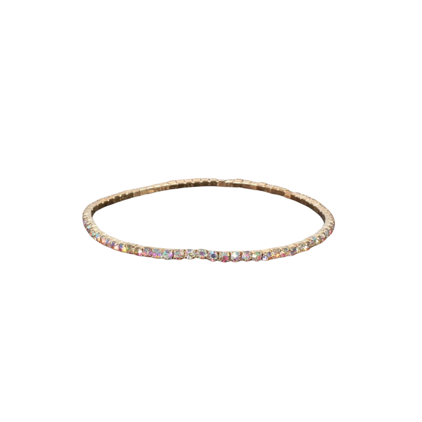 Luna Tennis Bracelet featuring sparkling opal and zircon stones with a comfortable stretch fit, designed for elegant everyday wear and stacking.