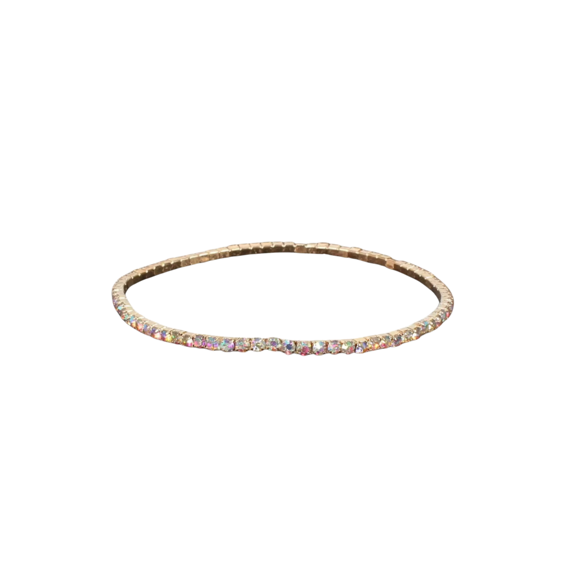 Luna Tennis Bracelet featuring sparkling opal and zircon stones with a comfortable stretch fit, designed for elegant everyday wear and stacking.