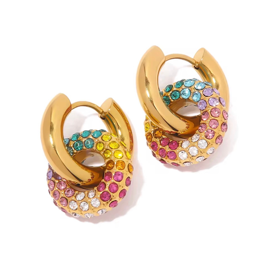 Carnival Hoops | Multicolor Zircon 18K Gold Plated Earrings