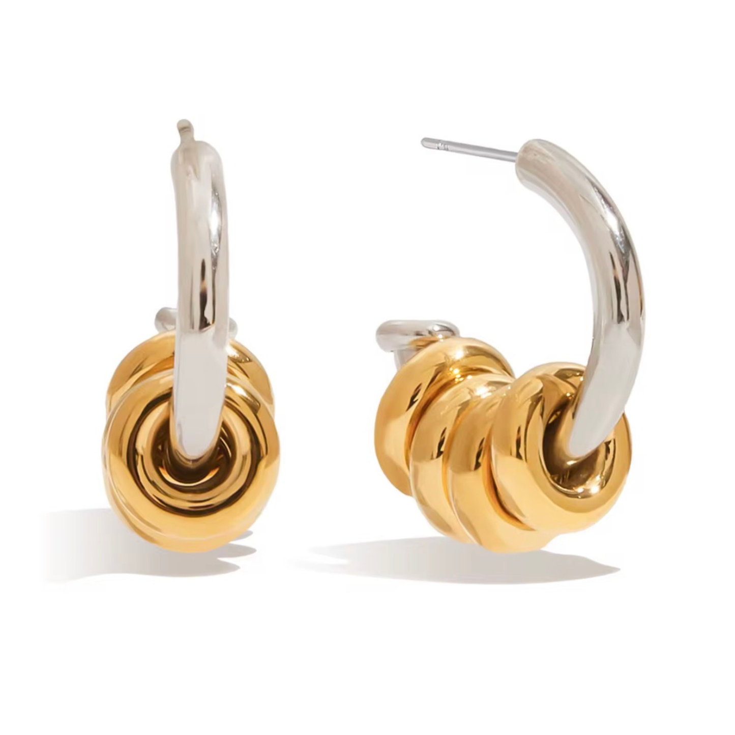 Harmony Knot Stud Earrings | Two-Tone 18K Gold Plated Earrings